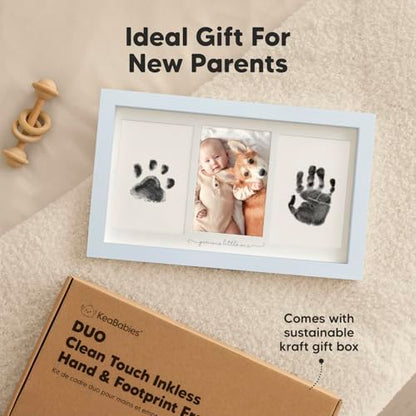 Inkless Hand and Footprint Kit, Boy Girl Newborn Keepsake (Mist Blue) | No Mess Ink Pad for Baby Handprint, Clean Touch Paw Print Kit for Dog Picture Frame, Personalized Baby Christmas Shower Gifts - color: Mist Blue