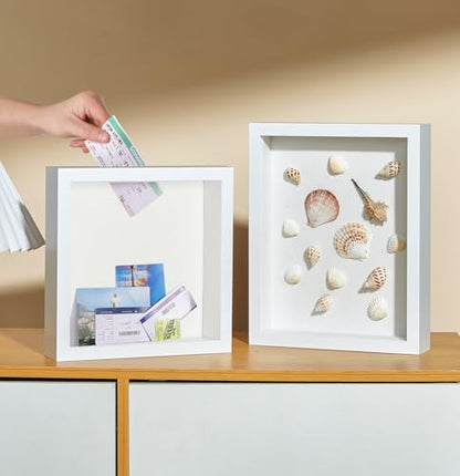 Travel Adventure Archive Shadow Box Frame with Slot, 8x8in White - color: White, size: 8x8in