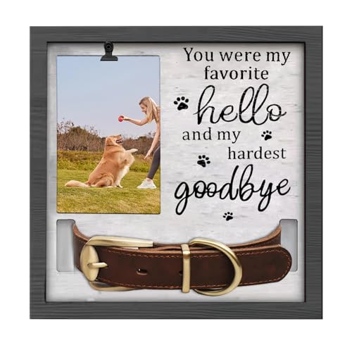 Pet Memorial Frames for Loss of Dog, in Memory of Dog or Cat Passing Away, Pet Collar Keepsake Frame, Wall Mount or Tabletop Remembrance Gifts