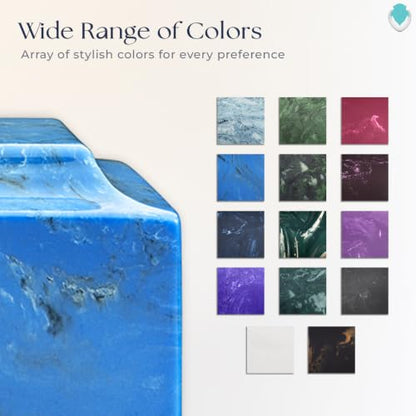 GetUrns Cultured Marble Urn Vault by Mackenzie with Personalized Picture and Text for Human Ashes I Mystic Blue Adult Urns for Male and Female I 210lbs - color: Mystic Blue