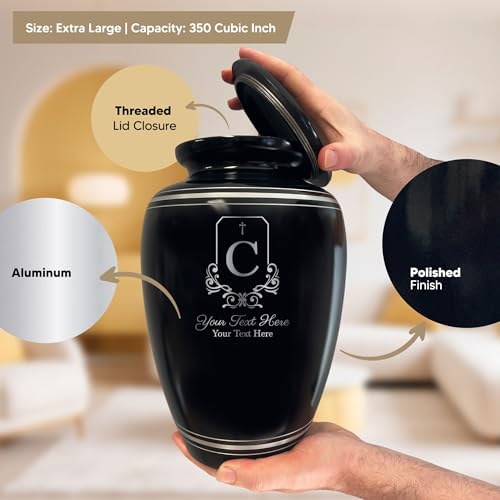 Custom Extra Large Human Cremation Urn Traditional Style Metal Urn For Ashes and Remains- Headstone Shape 3 - Polished Silver Rim - color: Headstone Shape 3, size: Polished Silver Rim