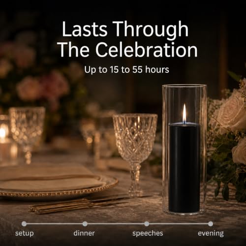 yummi Set of 36 Slim Pillars and Cylinder Vases - Black - color: Black