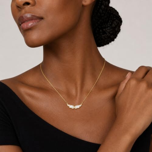 Angel Wings Pearl Necklace for Women - color: Gold
