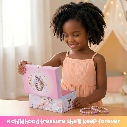 Giggle & Honey Musical Fairy Jewelry Box for Girls - Kids Music Box with Spinning Fairy and Mirror, Princess Birthday Gifts for Little Girls, Childrens Jewelry Boxes for Ages 3-10 - 6 x 4.7 x 3.5 in | Music Boxes for Little Girls, Toddler Jewelry Box for