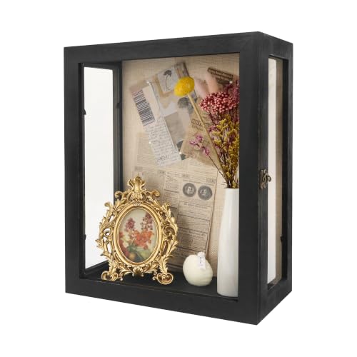 11x14x6 Extra Deep Shadow Box with 3 Removable Panels,Black | Wood Display Case for Wall Mounted or Tabletop, Rectangle Shadow Box for Wedding,Pet Memorial,Minifigure,Baby Keepsakes - color: Black, size: 11x14x6