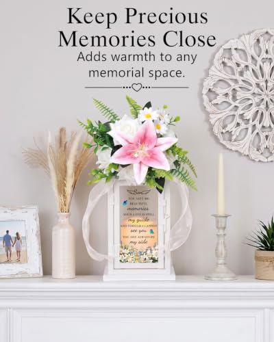 Memorial Lantern with Flower, Sympathy Gift for Loss of Son, Funeral Bereavement Gift in Memory of Son - color: Son/White