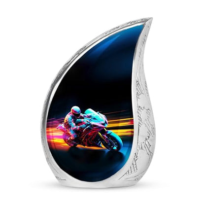 Racer Bike Teardrop Urns, Small Urns for Human Ashes, Urn for Ashes Adult Male, Urns for Human Ashes Adult Female, Tiny Urn, Miniature Urn, Memorial Urns and Keepsakes for Ashes 3 Inch 1 Pcs - size: Keepsake-1