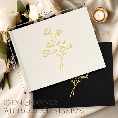 Lanpn Wedding Guest Book with 108 Blank Pages - Elegant Linen Hardcover Guestbook Wedding Reception for Sign in and Photos - Guest Book for Wedding Bridal Shower Baby Shower Party (Cream) - color: Cream