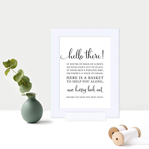 Andaz Press Wedding Framed Party Signs, Formal Black and White, 5x7-inch, Bathroom Basket, 1-Pack, Includes Frame - color: Activity Bathroom Basket