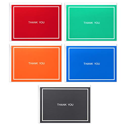 Hallmark Thank You Cards Assortment, Red, Green, Blue, Black, Orange (50 Cards for Business, Weddings, Baby Showers, Bridal Showers, All Occasion) - color: Multicolor