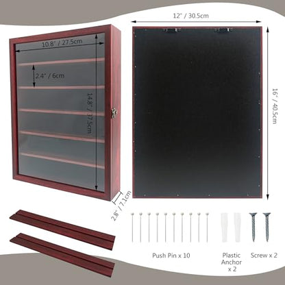 12x16 Wooden Shadow Box Frame with Removable Shelves Deep Display Case for Military Medals Keepsakes Cherry - color: Cherry, size: 12x16