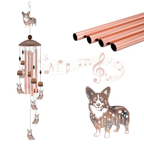 Corgi Wind Chimes for Outside,35" Metal Garden Decor Corgi Windchimes Gifts | for Grandma/Women Birthday Gifts,Outdoor/Indoor Metal Wind Chime for Garden,Home, Lawn, Porch, Yard - size: 35"Corgi