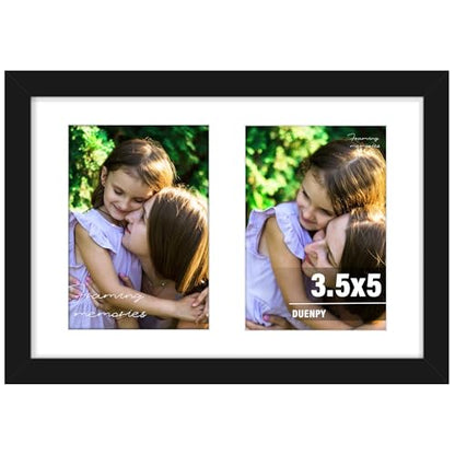 DUENPY 6x9 Double Collage Frame For 2 3.5x5 Photos Black - color: Black, size: 6x9（3.5x5 opening）