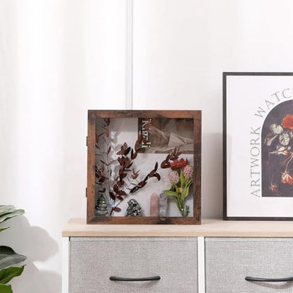 Muzilife 11x11 Shadow Box Picture Frame, 2.16 Deep, Real Glass, Honey Brown - color: Honey Brown, size: 11x11
