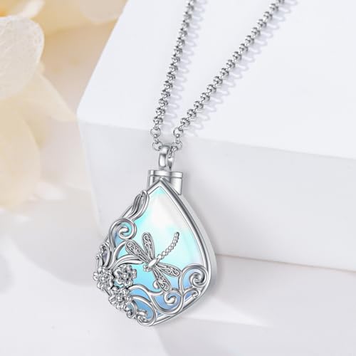 PELOVNY Urn Necklaces for Ashes of Loved Ones 925 Sterling Silver Personalized Heart Locket Urn Necklace Cremation Keepsake Memorial Jewelry Gifts for Women Men - color: Dragonfly Urn-2