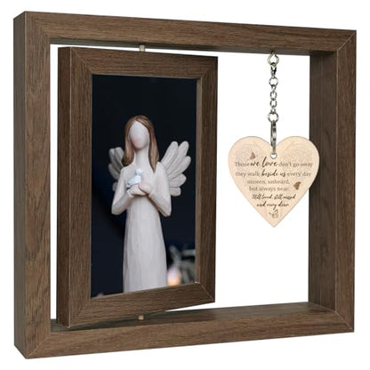 EYITUPC Rotating Memorial Wood Picture Frame Loss Loved One Sympathy Gift - color: Those we love don't go away