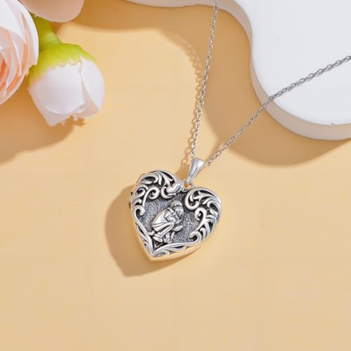 Dorunmo Personalized Heart Locket Necklace That Holds 2 Picture 925 Sterling Silver Custom Lockets Pendant Memorial Jewelry Gifts for Mom Sisters - color: Father Daughter, style: Personalized-Photo