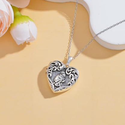 Dorunmo Personalized Heart Locket Necklace That Holds 2 Picture 925 Sterling Silver Custom Lockets Pendant Memorial Jewelry Gifts for Mom Sisters - color: Father Daughter, style: Personalized-Photo