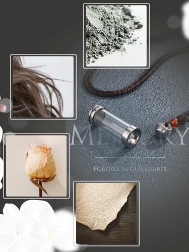 Zysta Cremation Urn Necklace for Ashes Stainless Steel Lucky Clouds Glass Cylinder Urn Necklace Openable Vial Tube Container Memorial Locket Pendant Keepsake Jewelry for Human Pet Ashes