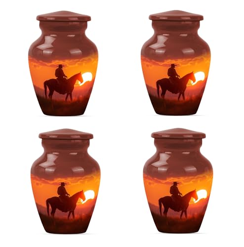 Cowboy Urn - Mini Urn - Cremation Urns Adult Urns - Urn for Human Ashes - Urns for Human Ashes Adult Female (3 inch Pack of 4) - size: 3 inch (Pack of 4)