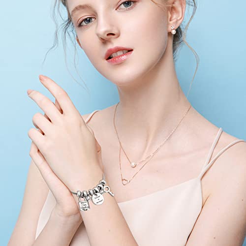 abooxiu Lock Cremation Bracelet for Ashes Key Ash Bracelet Stainless Steel Urn Bracelets for Ashes for Women Memorial Ashes Holder - Never Say Goodbye&Forever in my heart - style: Lock