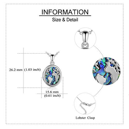 Lotus Locket Necklace Sterling Silver Lotus Flower Locket Necklace That Holds Pictures Yoga Locket Pendant Mother's Day Gifts for Women Wife Mom - style: World Map