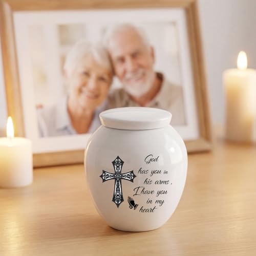 Dletay Small Urns for Human Ashes Keepsake Cross Mini Cremation Urn for Ashes Memorials Decorative Caskets for Female Male