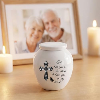 Dletay Small Urns for Human Ashes Keepsake Cross Mini Cremation Urn for Ashes Memorials Decorative Caskets for Female Male