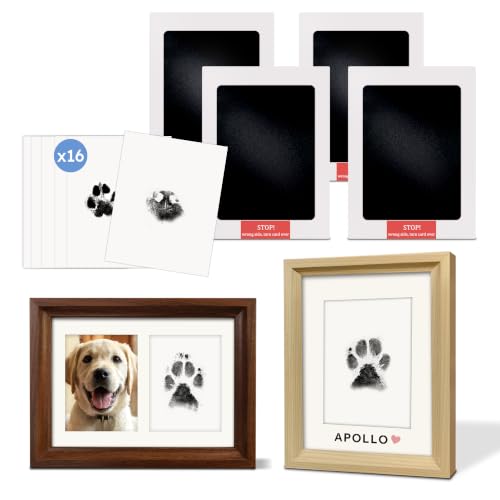 MYPAWLETS Pet Pawprint Ink Pads & Frames Kit,Dog Nose Print,4 Pack | Clean Touch,Mess-Free Paw Print Kit Keepsakes for Dog/Cat,Quality Frames (6x8),Memorial,Dog Lover Gifts,for 1/Multiple Pets - size: 4 Packs-Medium