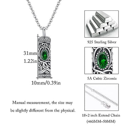 Urn Necklace for Ashes Cremation Jewelry 925 Sterling Silver Ashes Pendant Necklace Memorial Jewelry Gifts for Women Men Girls Boys - style: Tree of life-E-May-Emerald