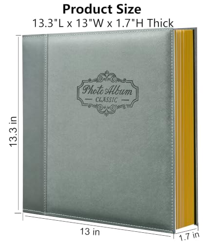 Photo Album Holds 3X5, 4X6, 5X7, 6X8, 8X10 Photos, Leather Cover, Magnetic Self-Stick Page, Hand Made DIY Albums (Gray, Large) - color: Gray, size: Large