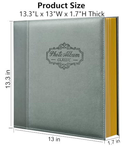 Photo Album Holds 3X5, 4X6, 5X7, 6X8, 8X10 Photos, Leather Cover, Magnetic Self-Stick Page, Hand Made DIY Albums (Gray, Large) - color: Gray, size: Large
