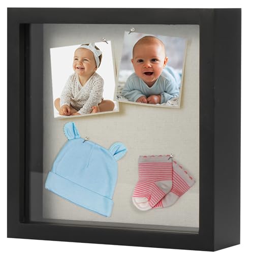 TJ.MOREE Small Shadow Box Frame 6 x 6 Display Case Wooden Picture Frame - color: Black, size: 6x6