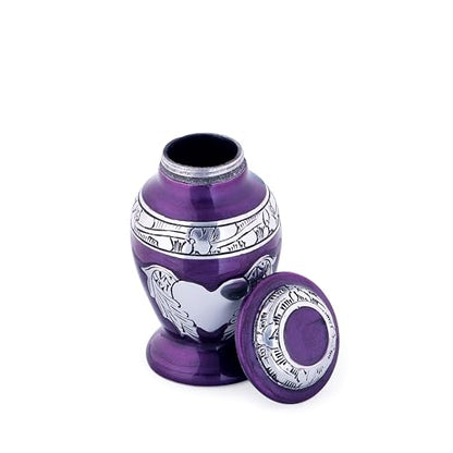 Angel Wings & Heart Cremation Urn (Red Shimmer, Large)' (Purple Glossy, Single - Miniatue) - color: Purple Glossy