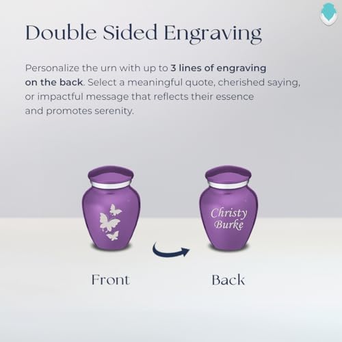 Embrace Keepsake Personalized Butterfly Cremation Urns for Human Ashes I Purple Funeral Urn for Men and Women with Double Side Engraving I 3.5 lbs - color: Purple