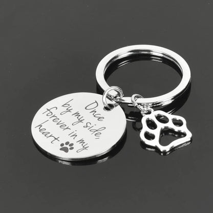 Kefley Loss of Dog Sympathy Gift Pet Memorial Keychain Cat Dog Remembrance Bereavement Gifts Pet Memorial Keepsake Once by My Side Forever in My Heart Key Chain