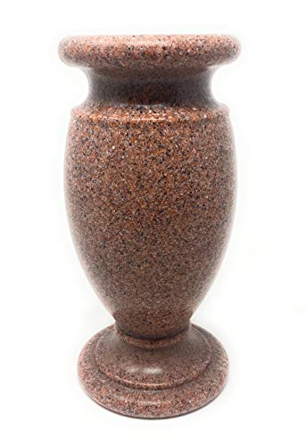 OPTIMUM Memorial Cemetery Flower Vase - Plastic (North American Pink Granite) with Metal Ground Spike, Grave Marker, Decorations for Gravesite, Headstone Flowers Holder, Garden Lawn & Yard - color: N. American Pink Granite