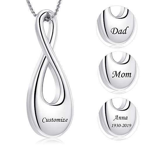Imrsanl Infinity Cremation Jewelry Urn Necklace for Ashes | Memorial Lockets Pendant, Ashes Holder, Funeral Keepsake of Loved Ones, For Women Men - color: Customize