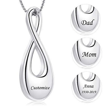 Imrsanl Infinity Cremation Jewelry Urn Necklace for Ashes | Memorial Lockets Pendant, Ashes Holder, Funeral Keepsake of Loved Ones, For Women Men - color: Customize