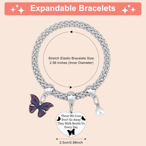 Sympathy Bracelet for Women Butterfly Lover Memorial Bracelets Bereavement Gift for Loss Going Away Gift for Loss of Mom Dad Sister Friend Remembrance Condolence Christmas Mothers Day Stretch Jewelry