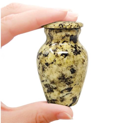 Small Keepsake Urn for Human Ashes 3 Inch – Elegant Marble Finish – Mini Cremation Urn for Sharing – Aluminum Memorial with Secure Lid, Velvet Bag and Funnel Included - Yellow Marble Finish - color: 1 Caroline Summer