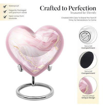 Blush Pink Heart Urn for Human Ashes - color: Blush Pink Heart, size: 3 Inch - Pack of 4