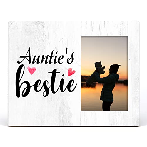 Auntie Aunt Gift Wooden Picture Frame, Auntie's Bestie Wood Photo Frame | Gifts Idea for Birthday Mothers Day Christmas, Tabletop & Wall Mounting, 4X6 Photo - color: bestie
