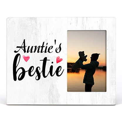 Auntie Aunt Gift Wooden Picture Frame, Auntie's Bestie Wood Photo Frame | Gifts Idea for Birthday Mothers Day Christmas, Tabletop & Wall Mounting, 4X6 Photo - color: bestie