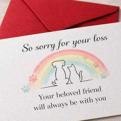 Pet Sympathy Card for Loss of Dog, Sorry for Your Loss Pet Memorial Card with Envelope, Rainbow Bridge Condolence Greeting Card, Bereavement Gift for Grieving Pet Owners