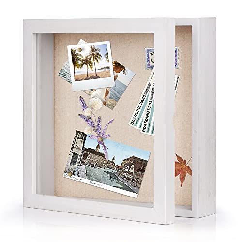 Love-KANKEI Deep Shadow Box 11x11,Solid Wood Frame,Memory Box,Rustic White - color: White, size: 11 x 11