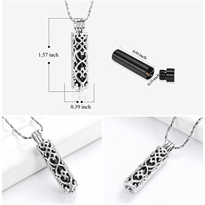 Imrsanl Cylinder Cremation Urn Necklace for Ashes of Loved One - color: Black