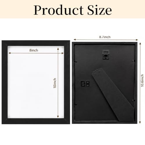 Shadow Box Frame 8"x 10" - 4 Pack Wood Deep Shadowbox with Glass - size: 8x10-4pcs-black