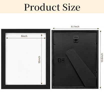 Shadow Box Frame 8"x 10" - 4 Pack Wood Deep Shadowbox with Glass - size: 8x10-4pcs-black