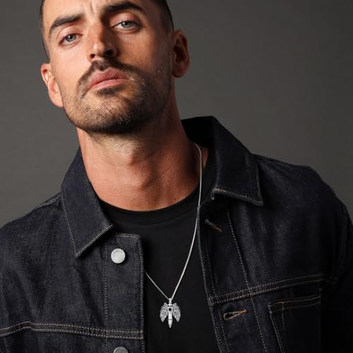 SIMONLY Bullet Urn Necklaces for Ashes 925 Sterling Silver Animal/Angel Wings/Pet/Jesus Necklace Bullet Pendant Cremation Jewelry for Men - color: Angel Wings